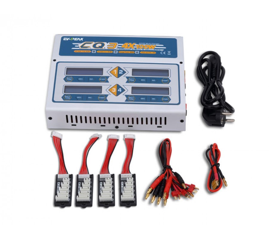 EVPeak CQ3 QUAD 4 Port 10Amps 400Watts AC/DC LiPo LiHV Battery Charger